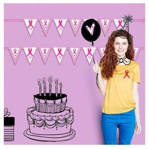 Ribbon Pennant Banner Breast Cancer Pink Pennant Banners Hanging Signs Breast